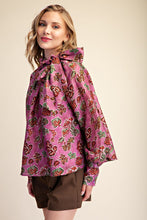Load image into Gallery viewer, RUFFLE NECK LONG SLEEVE FLORAL BLOUSE