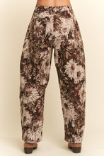 Load image into Gallery viewer, BROWN FLORAL TAPESTRY BARREL PANT