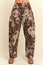 Load image into Gallery viewer, BROWN FLORAL TAPESTRY BARREL PANT