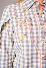 Load image into Gallery viewer, CACTUS GINGHAM WESTERN YOKE BLOUSE
