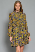 Load image into Gallery viewer, YELLOW FLORAL LONG SLEEVE MINI DRESS
