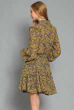 Load image into Gallery viewer, YELLOW FLORAL LONG SLEEVE MINI DRESS
