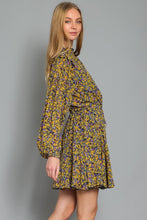 Load image into Gallery viewer, YELLOW FLORAL LONG SLEEVE MINI DRESS
