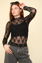 Load image into Gallery viewer, LAVINIA SHEER FLORAL DETAIL TOP
