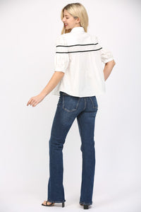 WHITE SMOCKED BLOUSE