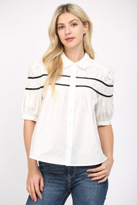 WHITE SMOCKED BLOUSE