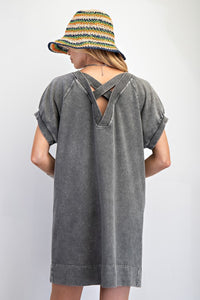 MINERAL WASHED TERRY KNIT DRESS