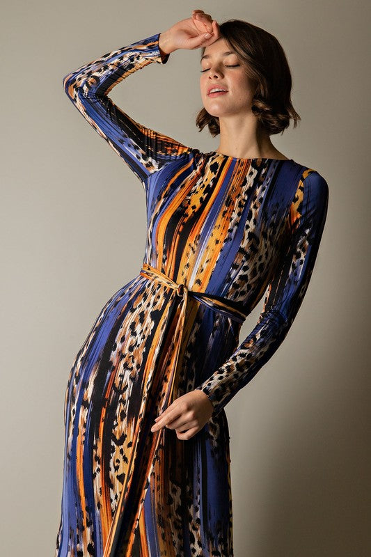 MULTI COLOR LEOPARD MIDI DRESS