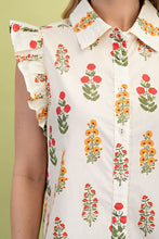 Load image into Gallery viewer, SPICY FLORAL BUTTON UP BLOUSE
