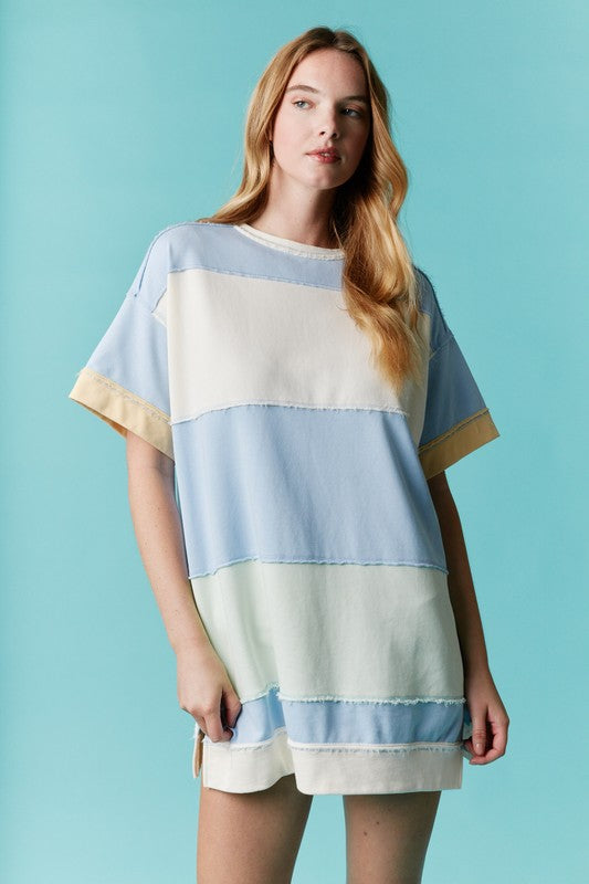 COLOR BLOCK OVERSIZED TOP