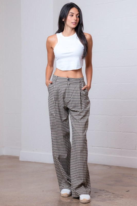 BLACK PLAID TROUSER