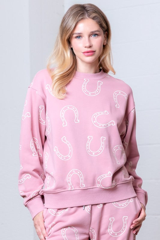 MAUVE HORSESHOE SWEATSHIRT