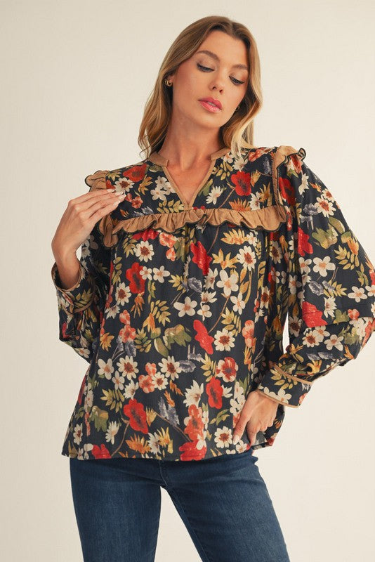 MIDNIGHT FLORAL BLOUSE
