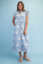 Load image into Gallery viewer, BLUE EMBROIDERED GINGHAM DRESS
