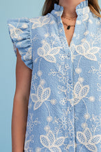 Load image into Gallery viewer, BLUE EMBROIDERED GINGHAM DRESS
