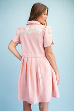 Load image into Gallery viewer, BLUSH EMBROIDERED APPLIQUE MINI DRESS
