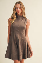Load image into Gallery viewer, BROWN SUEDE A-LINE MINI DRESS
