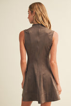 Load image into Gallery viewer, BROWN SUEDE A-LINE MINI DRESS
