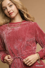 Load image into Gallery viewer, VELOUR DRAWSTRING MINI DRESS
