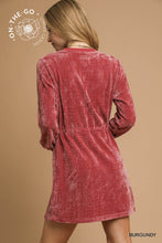 Load image into Gallery viewer, VELOUR DRAWSTRING MINI DRESS
