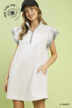 Load image into Gallery viewer, ZIP NECK FLUTTER SLEEVE DRESS
