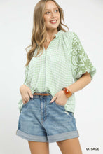 Load image into Gallery viewer, LIGHT SAGE GINGHAM TOP
