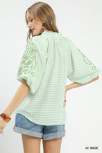 Load image into Gallery viewer, LIGHT SAGE GINGHAM TOP
