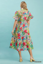 Load image into Gallery viewer, MULTI TROPICAL FLORAL MIDI DRESS
