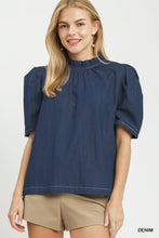 Load image into Gallery viewer, DENIM PUFF SLEEVE TOP
