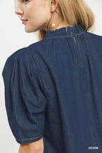 Load image into Gallery viewer, DENIM PUFF SLEEVE TOP
