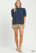 Load image into Gallery viewer, DENIM PUFF SLEEVE TOP
