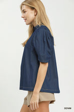 Load image into Gallery viewer, DENIM PUFF SLEEVE TOP
