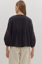 Load image into Gallery viewer, BLACK CUTOUT EMBROIDERED BLOUSE
