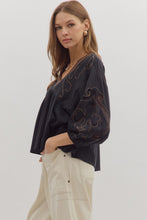 Load image into Gallery viewer, BLACK CUTOUT EMBROIDERED BLOUSE
