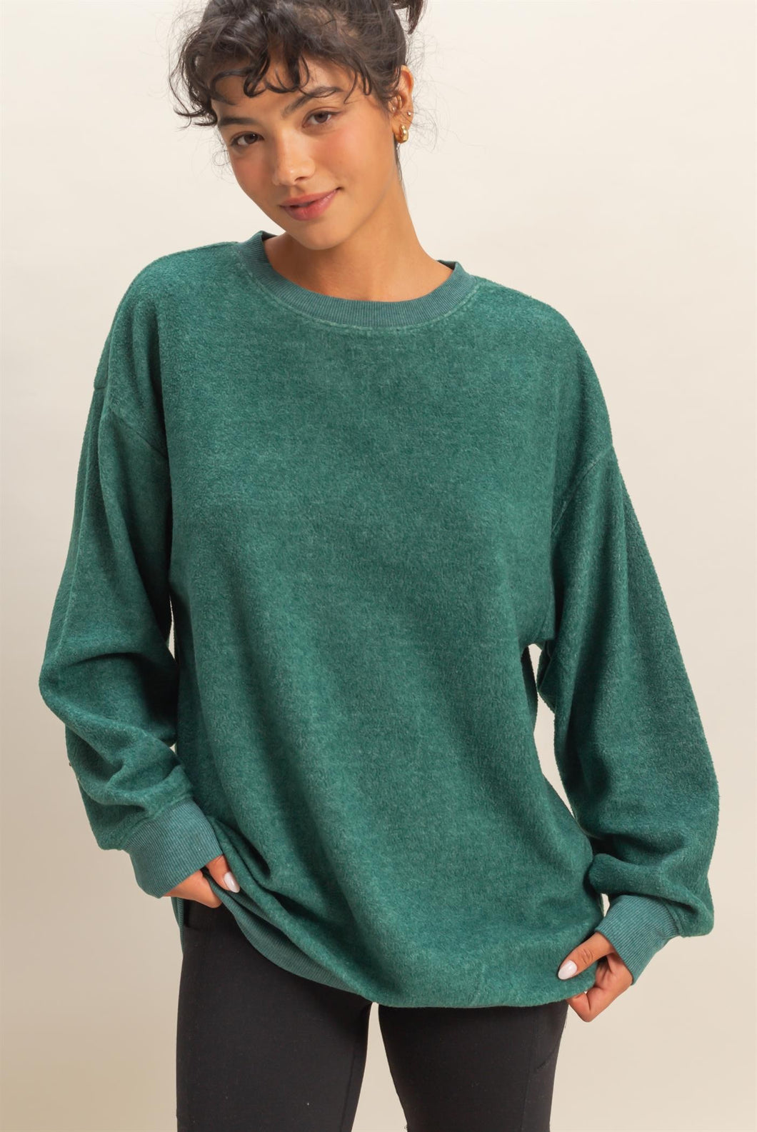 DARK GREEN INSIDE OUT SWEATSHIRT