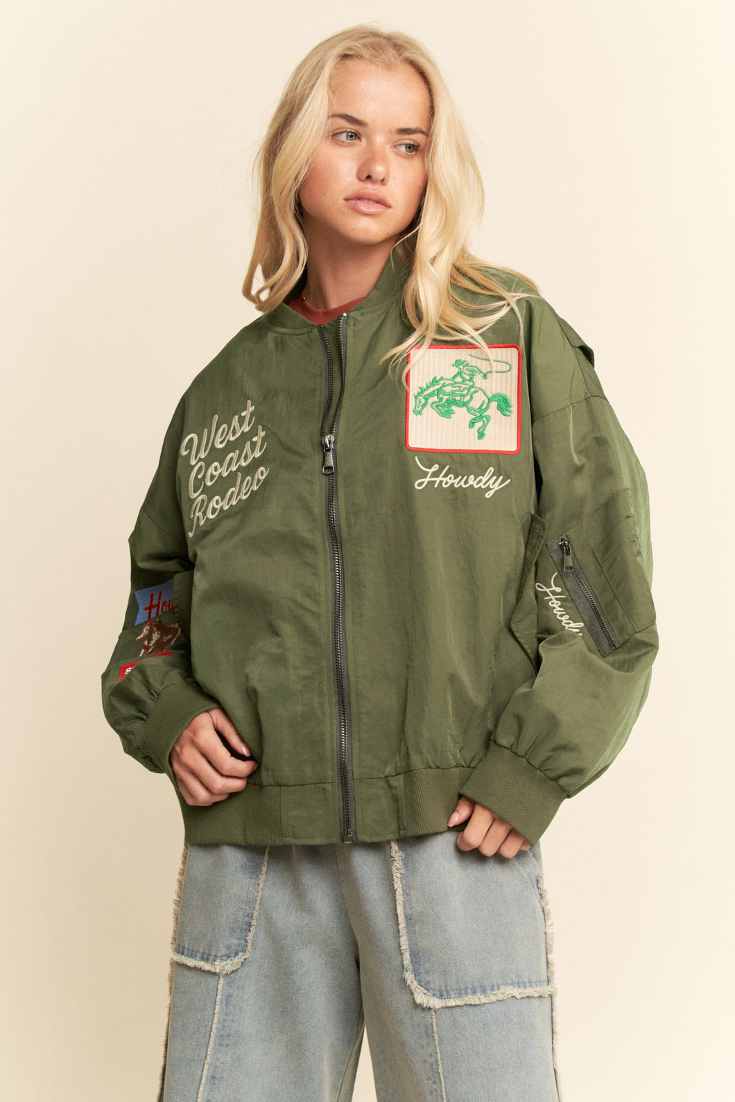 WEST COAST EMBROIDERED BOMBER JACKET