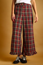 Load image into Gallery viewer, RED/GREY PLAID RUFFLE PANTS
