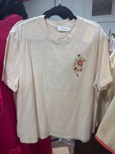 Load image into Gallery viewer, CREAM EMBROIDERED TEE
