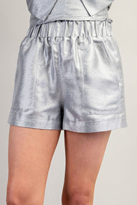 SILVER METALLIC SHORTS