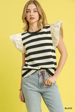 Load image into Gallery viewer, BOLD STRIPE RUFFLE SLEEVE TOP
