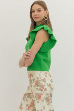 Load image into Gallery viewer, KELLY GREEN FLUTTER SLEEVE SWEATER
