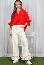 Load image into Gallery viewer, RED BOW SLEEVE BLOUSE
