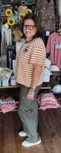 Load image into Gallery viewer, RUST STRIPE LUCKY TEE
