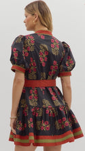 Load image into Gallery viewer, BLACK FLORAL MINI DRESS
