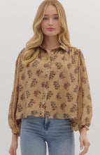 Load image into Gallery viewer, TAUPE BOTANICAL BLOUSE
