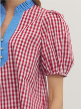 Load image into Gallery viewer, RED GINGHAM PUFF SLEEVE SHIRT
