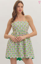 Load image into Gallery viewer, CHARTREUSE PRINTED MINI DRESS

