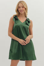 Load image into Gallery viewer, SLEEVELESS BOW GREEN MINI DRESS
