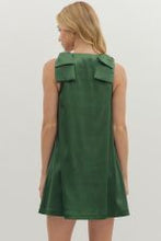 Load image into Gallery viewer, SLEEVELESS BOW GREEN MINI DRESS
