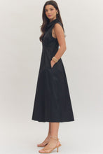 Load image into Gallery viewer, BLACK SOLID MIDI DRESS
